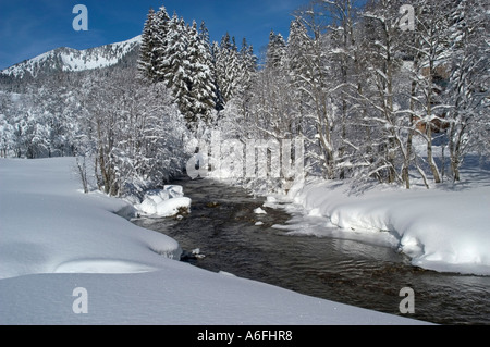 Der Fluss Rote Valepp in der Nähe von Albert-Link-Haus in der Nähe See Spitzing Spitzingsee Upper Bavaria Germany Stockfoto