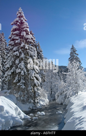 Der Fluss Rote Valepp in der Nähe von Albert-Link-Haus in der Nähe See Spitzing Spitzingsee Upper Bavaria Germany Stockfoto