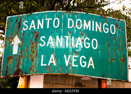 Straßenschild. Jarabacoa. Dominikanische Republik, 1/07 Stockfoto