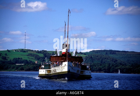 Die Welten nur Meer gehen Raddampfer Waverly auf dem Clyde in der Nähe von Rosneath Schottland Europa Stockfoto