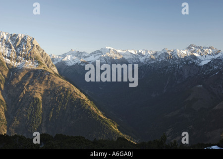 Sonnenuntergang in den Lechtaler Alpen, Österreich Stockfoto