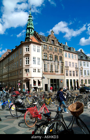 Fahrräder bei Højbro Plads.Hojbro Square.Copenhagen.Denmark Stockfoto