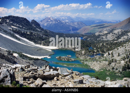 Barney Lake aus Ente Pass in der John Muir Wilderness Area, Kalifornien, USA. Stockfoto