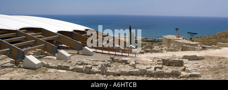 Zypern Panoramamic Blick auf die überdachte Fläche zum Schutz der seltenen Mosaiken in Kourion Stockfoto