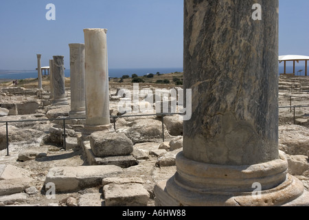 Säulen in der Greco-römische Siedlung Kourion Zypern Stockfoto