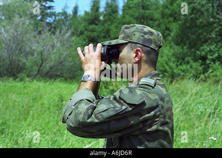 Polnischen Grenze Garde-Offizier an der polnisch-ukrainischen Grenze, Nowe Sady, Polen Stockfoto