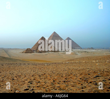 Cheops, Chephren und Mykerinos Pyramiden Stockfoto