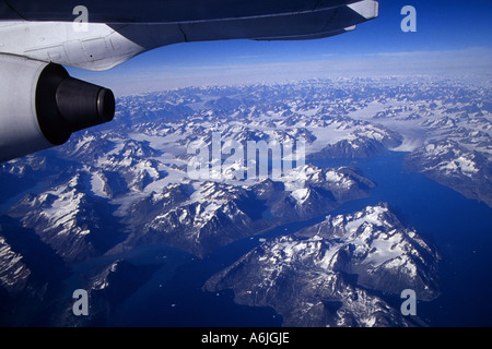 Karale und Rasmussen Gletscher, Coastel Landschaft in der Nähe von Kulusuk mit dem Flugzeug Stockfoto