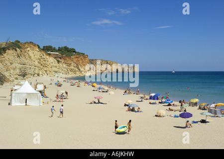 Porto de Mos in der Nähe von Lagos, Strand und Klippen. Portugal, Algarve Stockfoto