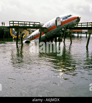 Wrack des Flugzeugs von U-S-Air-Flug 5050 nachdem es stürzte auf ausziehen im East River New York 21. September 1989 Stockfoto