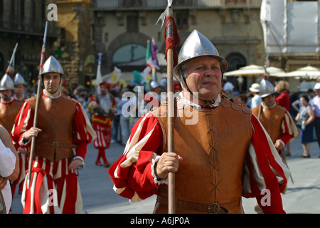 Kostüm-Fußball Spiel Prozession Florenz Italien Stockfoto