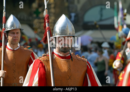 Kostüm-Fußball Spiel Prozession Florenz Italien Stockfoto