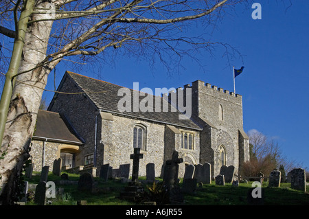 Pfarrkirche St. Nikolaus, bramber West Sussex. Von Sir William de Braose in 1073 gebaut Stockfoto