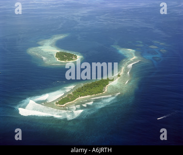 Luftaufnahme von Inseln, Republik Malediven, Kaafu Atoll Stockfoto