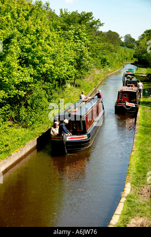 Schmale Boote Shopshire Union Canal Llangollen Denbighshire Nord Wales Großbritannien Großbritannien Europa Stockfoto