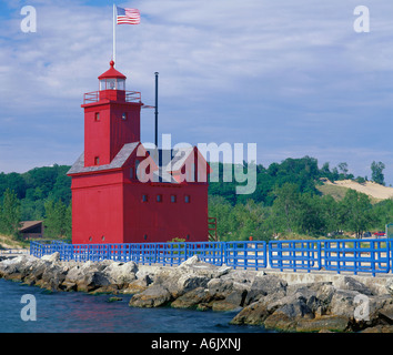 Allegan County MI Holland Hafen Leuchtturm am Kanal zwischen Lake Michigan und Lake Macatawa Stockfoto