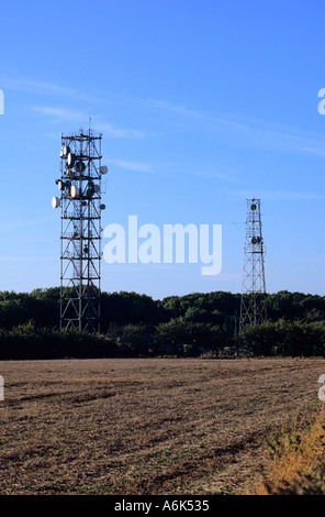 Sendemasten auf die North Downs Kent UK Stockfoto