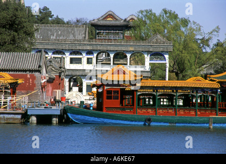 Aus Marmor Boot auf Kunming See Sommerpalast UNESCO Welt Erbe Website Beijing Peking China chinesische asiatische asiatische Asia Stockfoto