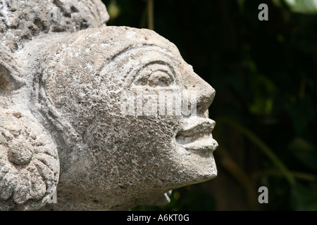 Carven auf Gebäude Neka Art Museum, Ubud, Bali, Indonesien Stockfoto