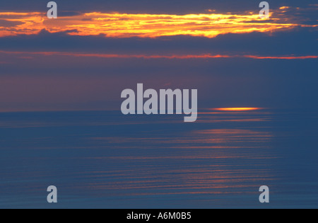 Sonnenuntergang über Rhossili Strand Gower Halbinsel Glamorgan in der Nähe von Swansea South Wales Cymru Europa EU Stockfoto