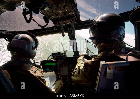 Das Cockpit eines Hubschraubers, Royal Navy Lynx Stockfoto