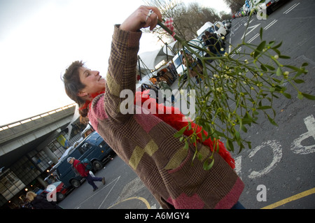 Frau verkaufen Mistel Portobello Road London GB Stockfoto