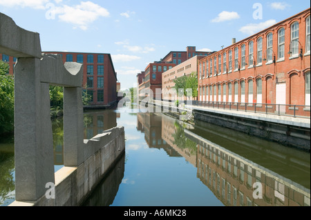 Kanäle in Lowell Massachusetts sind Teil des National Historical Park System massachussetts Stockfoto