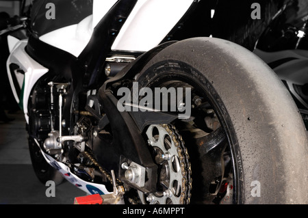 Racing Motorrad Hinterrad Stockfoto