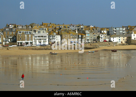 Die Häuser rund um den Hafen von St. Ives in Cornwall UK Stockfoto