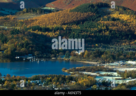 Keswick Marina in der Morgendämmerung von Latrigg Stockfoto