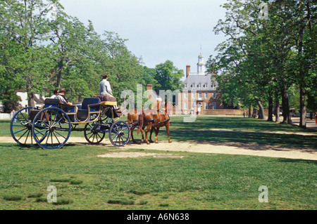 Pferdekutsche, Gouverneurspalast, Colonial Williamsburg, Virginia Stockfoto