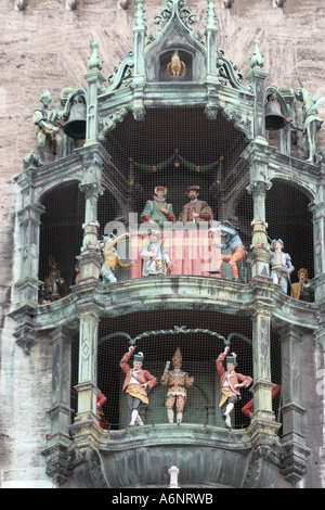 Neues Rathaus, Marienplatz, Glockenspiel, München, Bayern, Deutschland Stockfoto