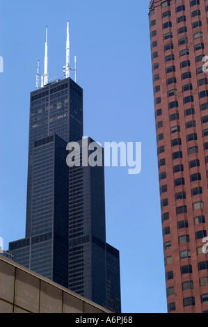 Der Sears Tower / Willis in Chicago steht 1.450 Füße und 110 Stockwerke hoch und ist das höchste Gebäude in Nordamerika Stockfoto