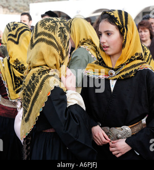 Lady Tänzer Am sauberen Montag feiern Aprokreas Skyrian Festival Skyros Griechische Inseln Griechenland Hellas Stockfoto