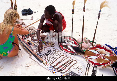 Handel an Watamu Beach Kenia Ostafrika Masai Stockfoto