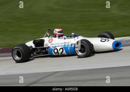 Bob Baker Rennen seine 1970 Brabham BT30 SVRA Sprint Oldtimer Grand Prix auf der Mid Ohio Sportwagen Kurs 2004 Stockfoto