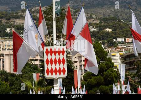 Monaco, Flaggen, Wappen Stockfoto