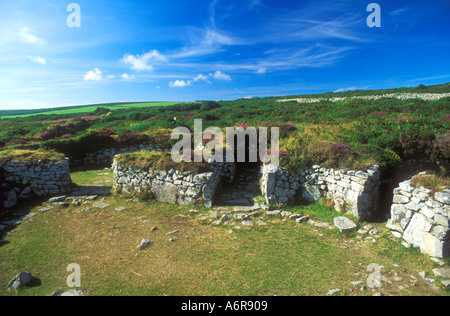 Chysauster Eisen Alter Stein ummauerte Dorf West Penwith Cornwall Südwestengland GB UK Europa EU Stockfoto