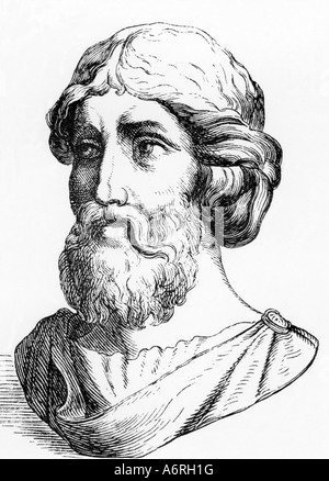 Pythagoras, ca. 580/572 - 500/572 BC, griechischer Mathematiker und Philosoph, Portrait, Gravur nach antiken Büste des 19. Jahrhunderts Stockfoto