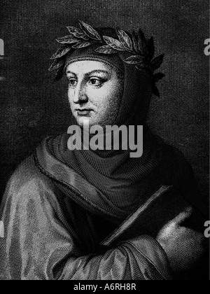 Boccaccio, Giovanni, 1313 - 21.12.1375, italienischer Autor/Schriftsteller, Porträt, Engaving des 19. Jahrhunderts, Dichter, Humanist, Humanismus, Renais Stockfoto