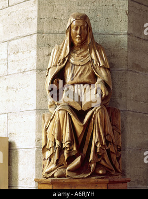 Birgitta, circa 1303 - 23.7.1373, Heiliger, Gründer des Ordens Birgitten (ca. 1346), sitzend mit Buch, Skulptur, Holz, Vads Stockfoto