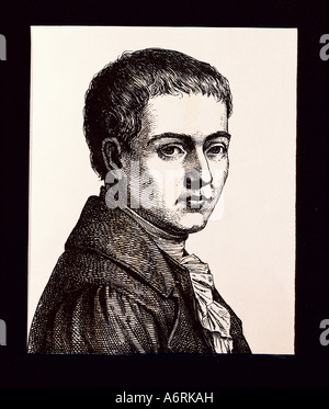 Kleist, Heinrich von, 18.10.1777 - 21.11.1811, deutscher Autor / Schriftsteller, Porträt, Kupferstich von Hugo Bürkner, 1854, Dichter, Buerkne Stockfoto