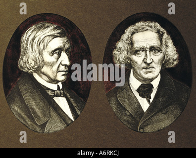 Grimm, Wilhelm Carl, 24.2.1786 - 16.12.1859, deutscher Wissenschaftler, Porträt, Jacob Ludwig Grimm (1785-1863), Stahl-Gravur, Circ Stockfoto