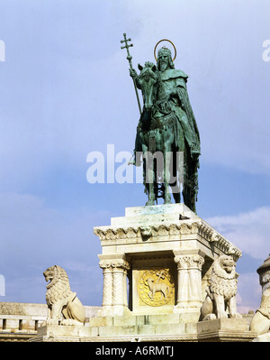 Stephan I. von Ungarn, ca. 969 - 15.8.1038, König von Ungarn von 1000 bis 1038, Denkmal, Equestrain Skulptur, Budapest, Ungarn Stockfoto