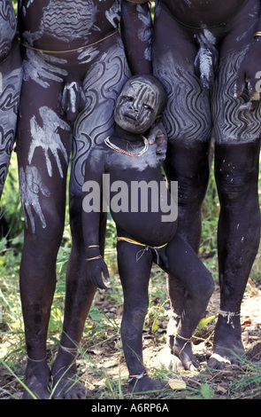 Afrika, Äthiopien, Murle, Surma Stammesangehörigen Stockfoto