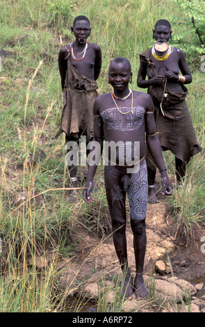 Afrika, Äthiopien, Murle, Surma Stammesangehörigen Stockfoto