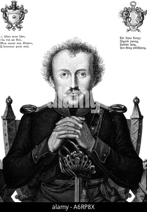 Motte Fouquet, Friedrich De La, 12.2.1777 - 23.1.1843, deutscher Autor/Schriftsteller, Porträt, in Uniform der freiwilligen Jaegers, 1813 Stockfoto