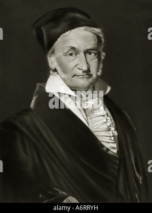 Gauss, Carl Friedrich, 30.4.1777 - 23.2.1855, deutscher Mathematiker, Wissenschaftler, Porträt, Zeichnung, von Christian Albrecht Jensen Stockfoto