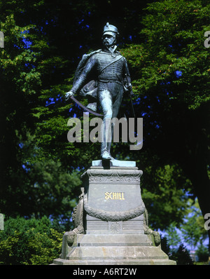 Schill, Ferdinand von, 6.1.1776 - 31.5.1809, preußischer Offizier und Patriot, Statue, Stralsund, Kavallerie, Husaren, Uniform, Medaille, d Stockfoto