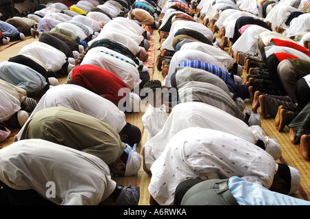 ASB77321 Masse Moslems Gebet Eid Ul Fitr Namaz Ramzan Eid an Anjuman Islam-Schule in Bombay jetzt Mumbai Maharashtra Indien Asien Stockfoto